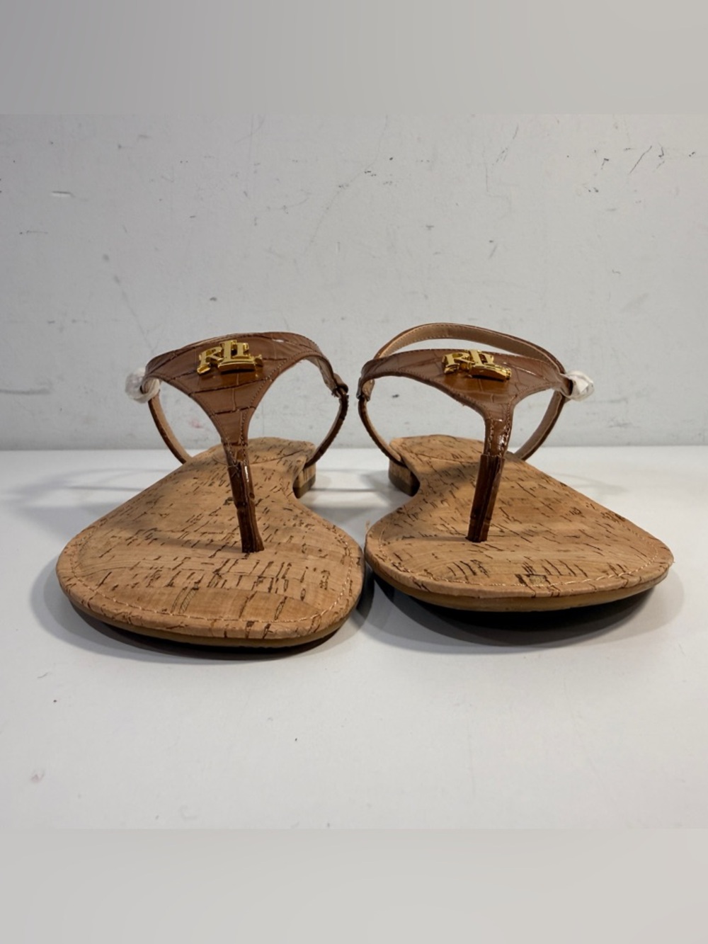 Ralph Lauren Ellington Brown Leather Thong Slingback Sandals Women’s Size 8.5 - Picture 7 of 13